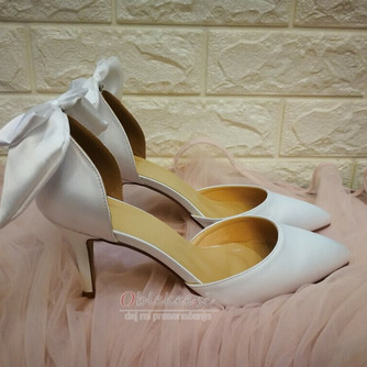 Beli poročni čevlji satenski poročni čevlji z visokimi petami jesenski in zimski modeli - Stran 4