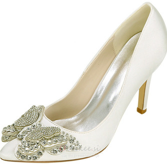 Poročni čevlji iz nosorogovih satena beli poročni čevlji lok poročne čevlje - Stran 2