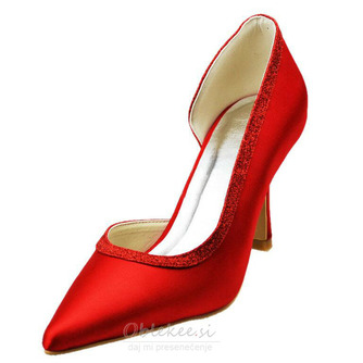 Koničasti rdeči čevlji na visoki petki iz satenastega banketnega obleka - Stran 2