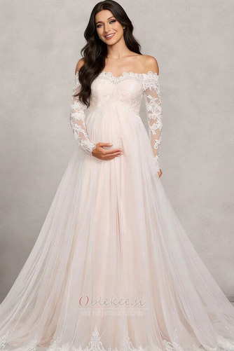 Čipke Vlakom kapelo Imperij Pomlad Dolgimi rokavi Poročne obleko - Stran 1