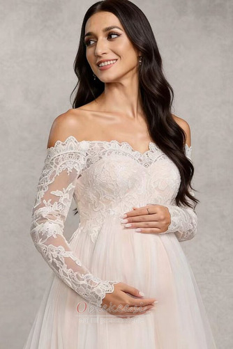 Čipke Vlakom kapelo Imperij Pomlad Dolgimi rokavi Poročne obleko - Stran 5