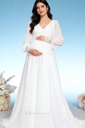 Imperij Imperij pasu Šifon V-vratu Sweep vlak Poročne obleko - Stran 2