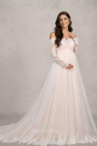 Čipke Vlakom kapelo Imperij Pomlad Dolgimi rokavi Poročne obleko - Stran 3