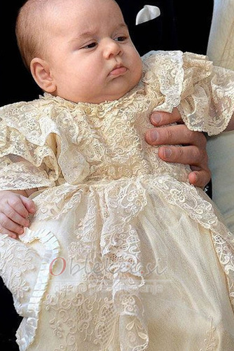 Naravni pasu slovesnost Princesa Formalno Čipke Nasršenega rokav Krst Obleko - Stran 2
