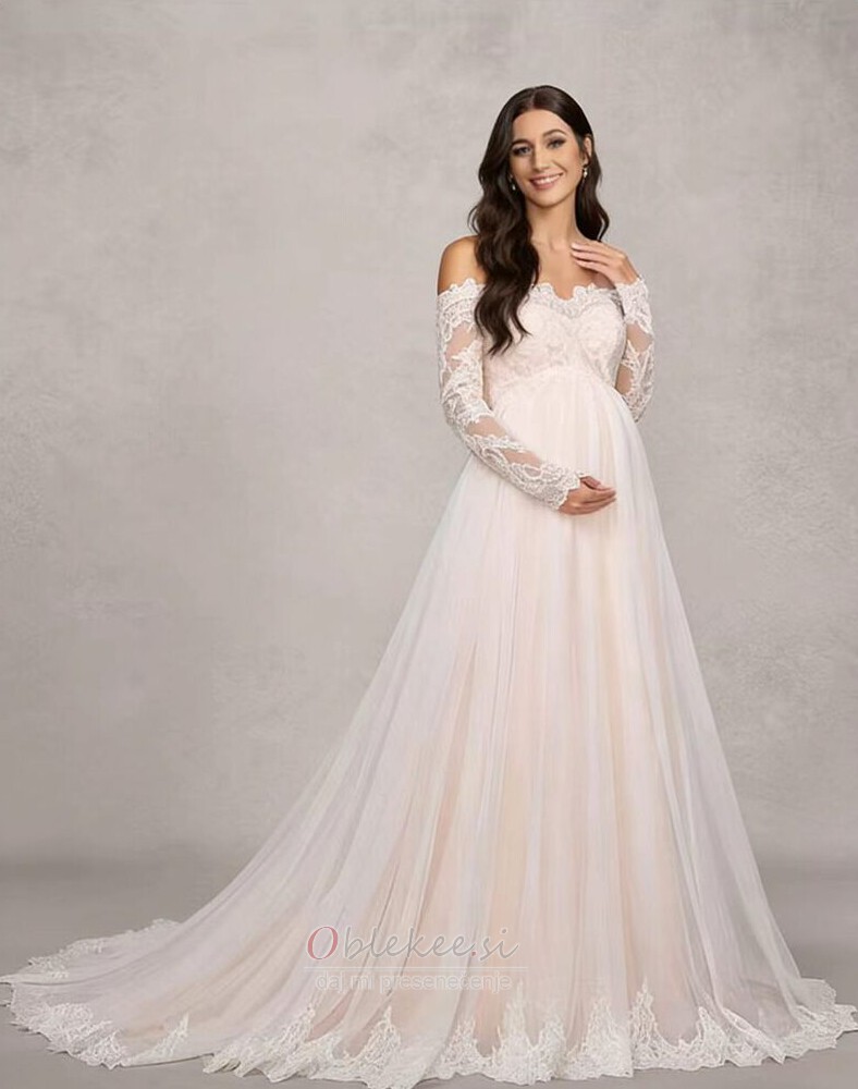 Čipke Vlakom kapelo Imperij Pomlad Dolgimi rokavi Poročne obleko Čipke Vlakom kapelo Imperij Pomlad Dolgimi rokavi Poročne obleko